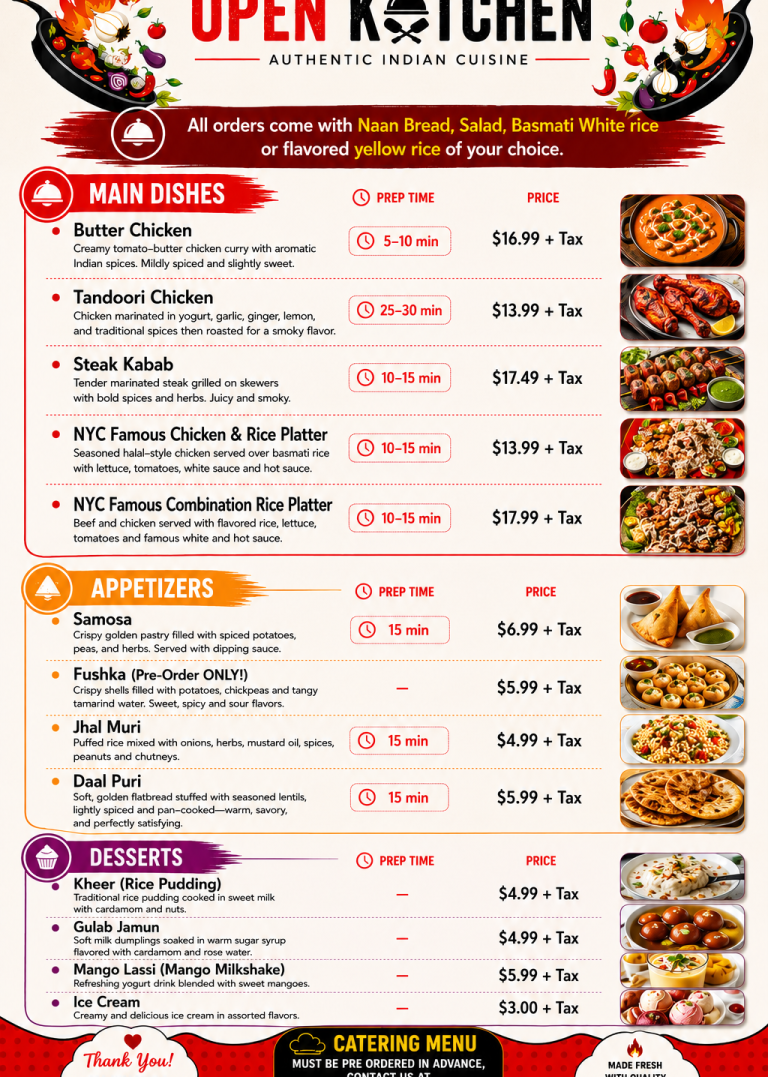 open kitchen menu category